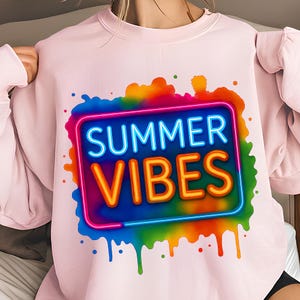 Summer Vibes PNG T-Shirt Design Neon Summer PNG Summer Png Design Summer Clipart Summer Shirt Trending Sublimation Designs Digital Download