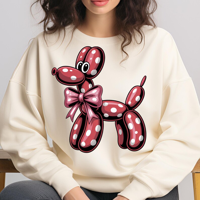 Polka Dot Balloon Dog PNG T-Shirt Design Polka Dot PNG Dog Mama Png Dog PNG Dog Lover Png Coquette Bow Sublimation Designs Digital Download