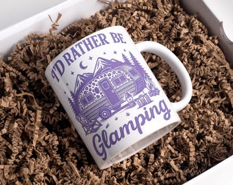 I'd Rather Be Glamping Mug Wrap 11 oz & 15 oz Coffee Mug Camping Mug Wrap Campfire Mug Wrap Hiking Mug Wrap Travel Mug Wrap Digital Download