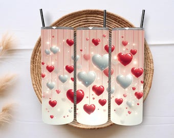 Valentines Day Tumbler Wrap, 20 oz Skinny Tumbler Wrap, Hearts Tumbler Wrap, Love Tumbler Wrap, Digital Download