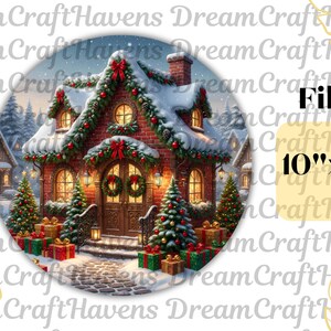 Christmas Wind Spinner PNG Sublimation Spinner Design 10 Inch & 8 Inch Christmas Spinner PNG Christmas House Wind Spinner Digital Download