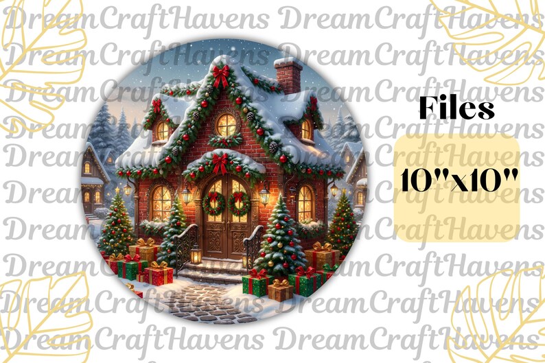Christmas Wind Spinner PNG Sublimation Spinner Design 10 Inch & 8 Inch Christmas Spinner PNG Christmas House Wind Spinner Digital Download