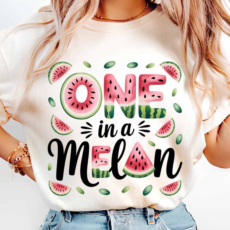 One In A Melon PNG, T-Shirt Designs, Watermelon PNG, Watermelon Clipart, Cute Summer PNG, Funny Summer Png, Summer Clipart, Digital Download