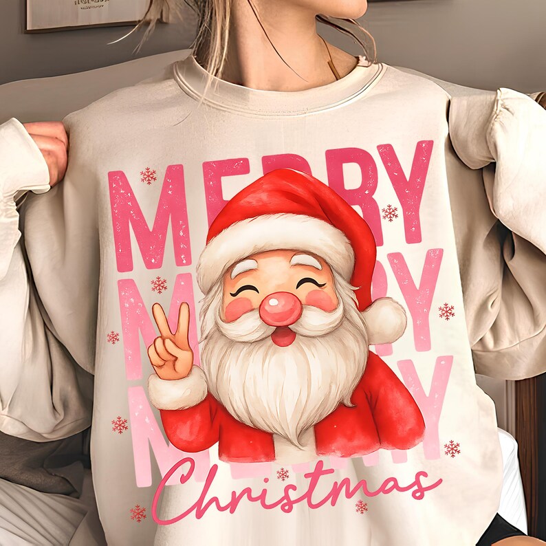 Preppy Christmas PNG T-Shirt Design Santa PNG Merry Christmas PNG Christmas Png Designs Christmas Shirt Sublimation Designs Digital Download
