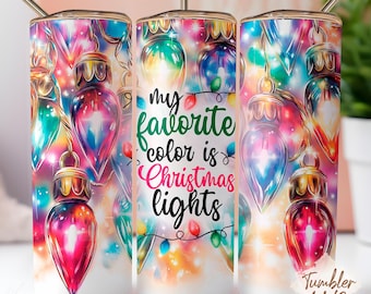 Christmas Lights 20 oz skinny tumbler sublimation design, Gifts Christmas funny Straight Tapered PNG Holiday File Digital Download