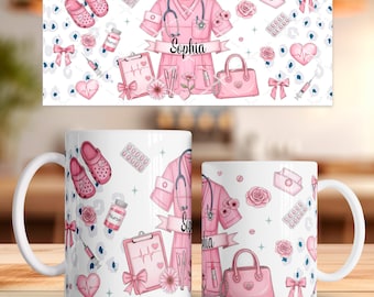 Custom Nurse Mug Sublimation Design, Medical Gift Design, 11oz and 15oz Coffee Mug PNG, Personalized Doctor Coffee Digital Download