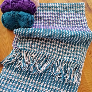 Handwoven scarf Woven scarf Summer scarf Pure cotton in blue, purple and delicate rose