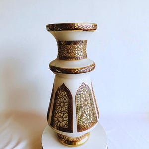 Large Gold Gilded Turkish Vase, Handmade Ottoman Art Decor, Islamic Geometric Floor Vase, Luxury Statement Centerpiece, Artisanal Gift