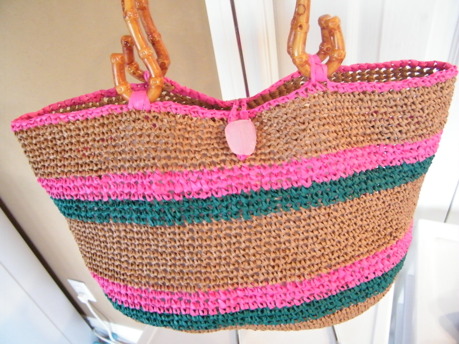 Raffia bag Handbag made from Raffia Yarn. handmade crochet Etsy