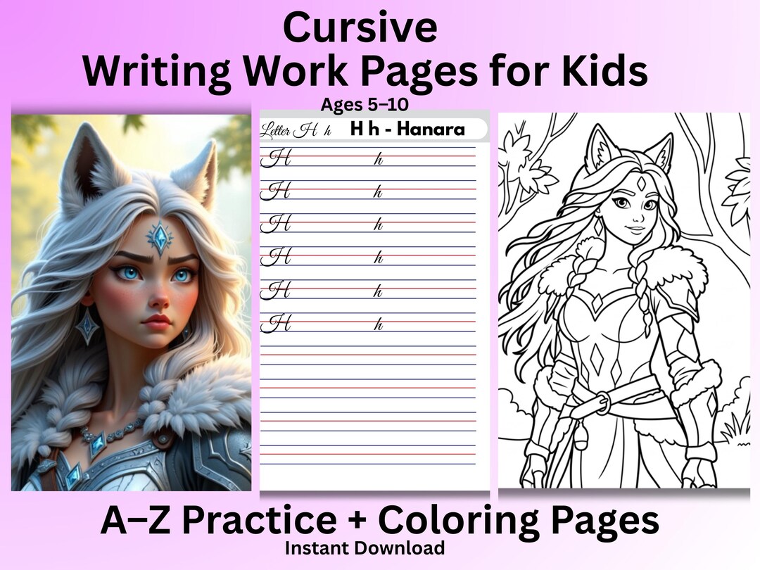 Cursive Writing A–Z Practice Plus Coloring Pages for Kids Printable ...