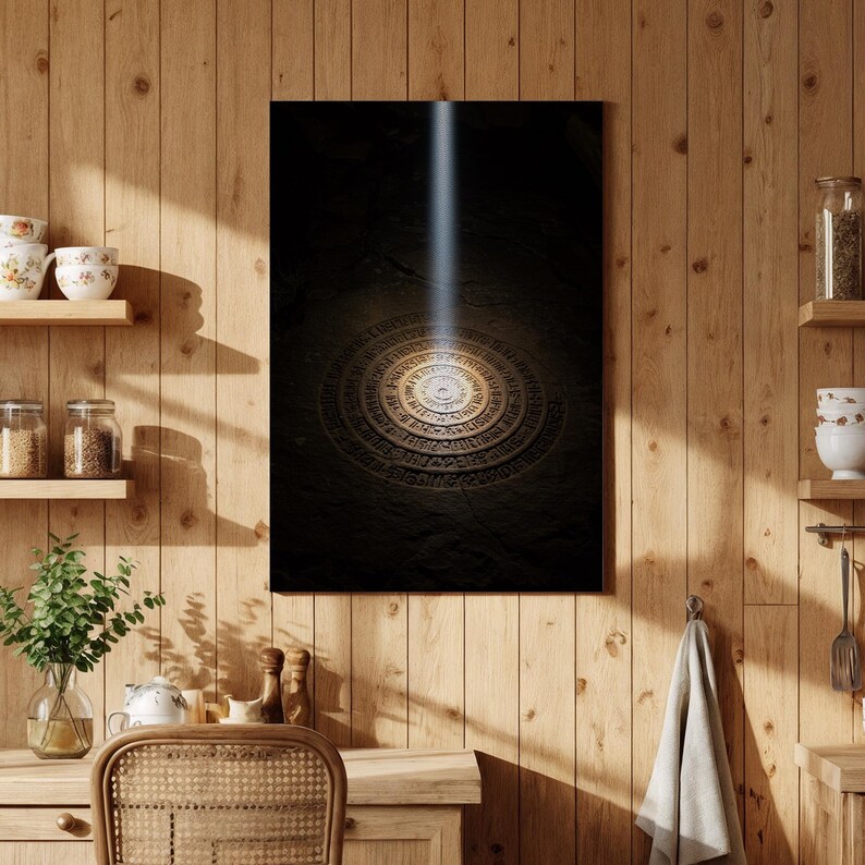 Arte Circular Antiga, Impressão de Escultura em Pedra Mística | Tela de Museu | Luz Divina, Vários Tamanhos 5x7–28 x 50 polegadas imagem 3