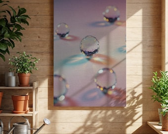 Crystal Orbs Canvas Wall Art  Dreamy Minimalist Print with Floating Glass Spheres and Soft Pastel Light Reflections for Modern Interiors