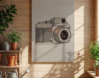 Vintage Kamera Leinwand Druck Retro Fotografie Kunst, Minimalistische Kamera Wandkunst, Fotografie Liebhaber Geschenk, passt zu modernen und Vintage Decor
