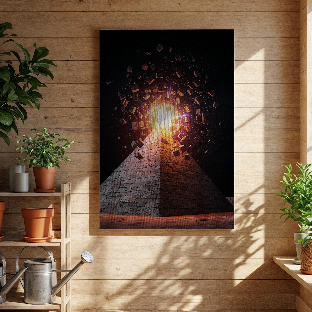 Exploding Pyramid Canvas Decor, Radiant Light Burst, Ancient Egyptian ...
