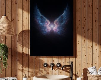 Lienzo decorativo de alas de ángel cósmico, póster de galaxia espiritual mística, impresión de energía de alas celestiales para dormitorio, meditación, regalo curativo