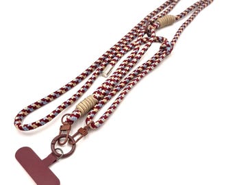 Burgundy Woven Universal Anti-Theft Phone Strap, Crossbody Phone Strap Accessory, Burgundy Phone Strap, Rope Phone Strap