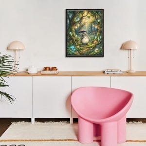 Studio Ghibli Inspired Forest Spirit Diamond Painting Kit | Totoro Woodland Diamond Art | Full Drill DIY Craft Decor image 3