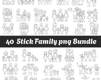 Stick Family SVG Bundle | Stick Figures PNG Clipart | Family Car Decal SVG | Cricut Silhouette Cut Files