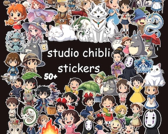 Studio Ghibli Style Sticker Bundle PNG Anime Fantasy Character Clipart Pack Cute Digital Stickers for Journals Planners Crafts Sublimation
