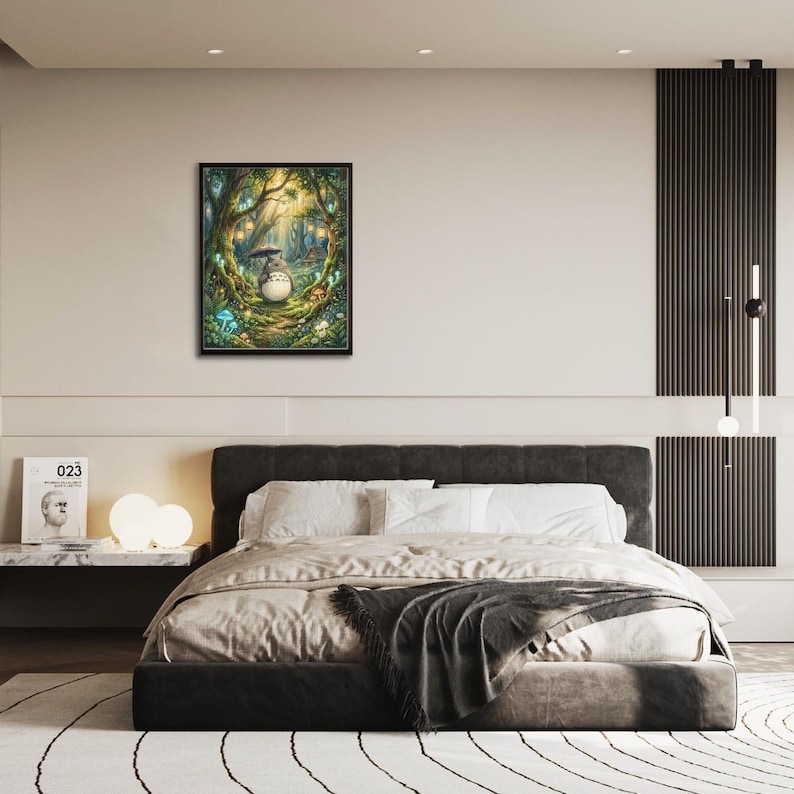 Studio Ghibli Inspired Forest Spirit Diamond Painting Kit | Totoro Woodland Diamond Art | Full Drill DIY Craft Decor image 4