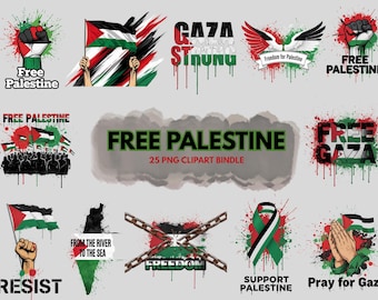 25 Palestine Digital Art Bundle | Flag & Solidarity PNGs | Pro-Palestine Printable Pack
