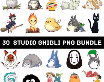 Paquete PNG de Studio Ghibli / Paquete de imágenes prediseñadas de anime / Descarga digital de Totoro Kiki Howl / Pegatinas lindas para Cricut