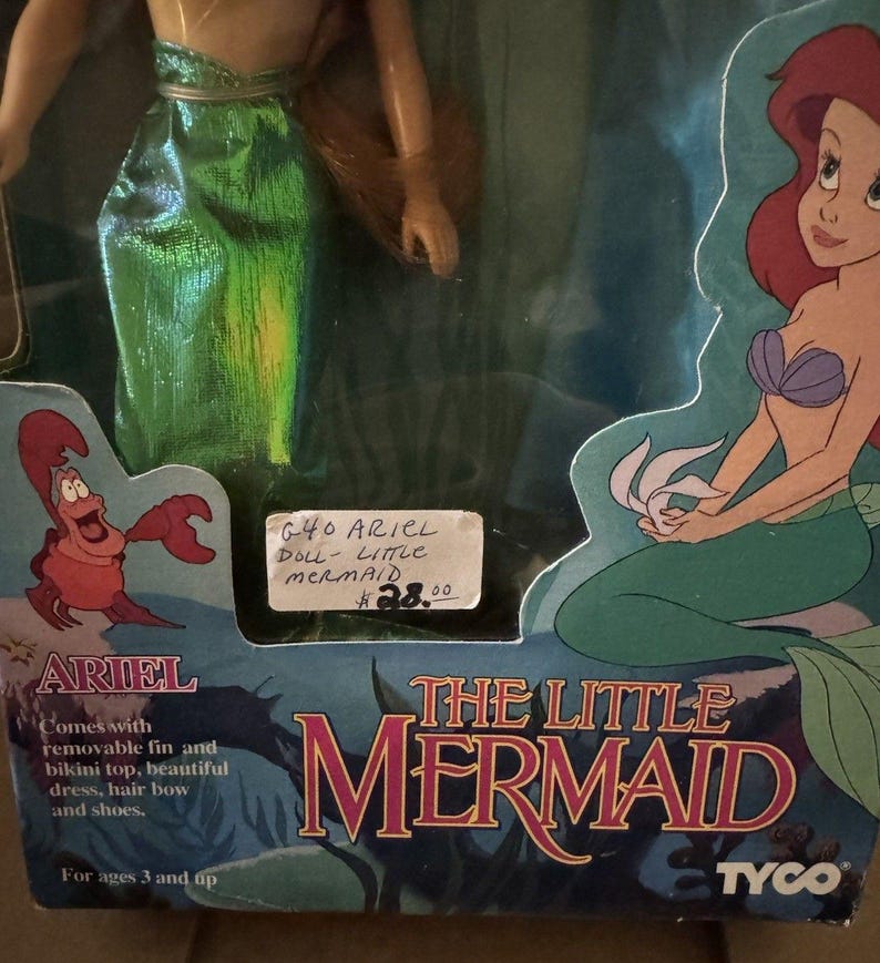 Vintage Disney Little Mermaid Ariel Doll Tyco NRFB Original Box Rare With Dress image 3