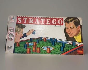 Vintage Stratego Game 1970 Milton Bradley Complete Set Red Blue Pieces Board USA