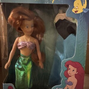 Vintage Disney Little Mermaid Ariel Doll Tyco NRFB Original Box Rare With Dress image 2