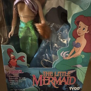 Vintage Disney Little Mermaid Ariel Doll Tyco NRFB w/ Original Box & Outfit Rare image 2