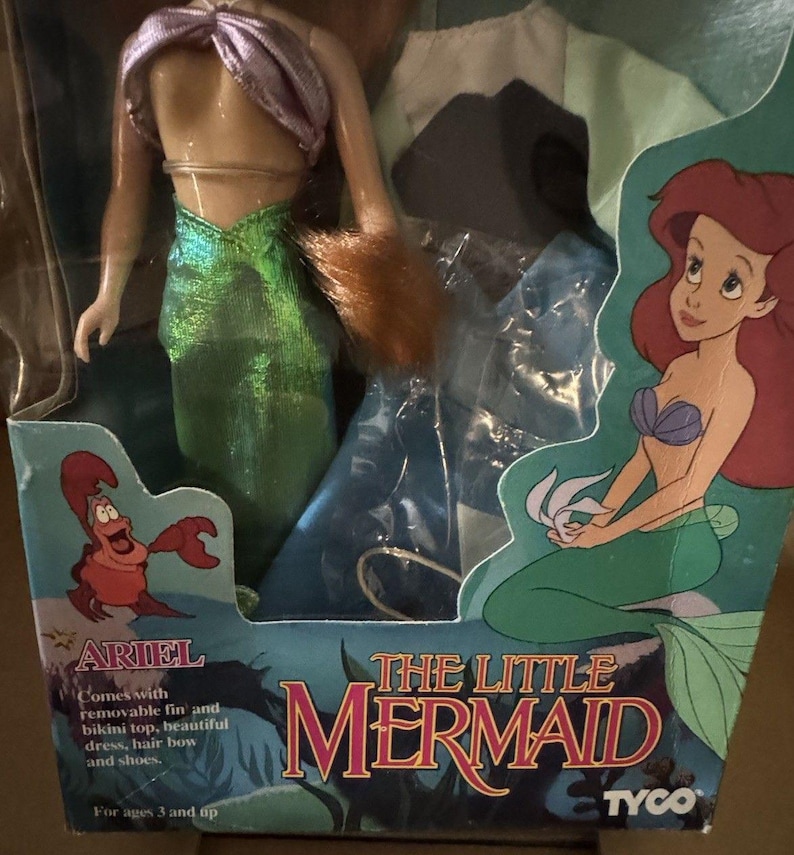 Vintage Disney Little Mermaid Ariel Doll Tyco NRFB w/ Original Box & Outfit Rare image 2