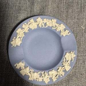 Wedgwood Blue Jasperware Plate Saucer Grapevine Relief 1983 England