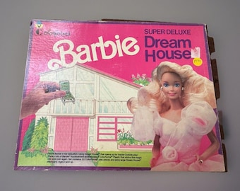 Vintage Barbie Super Deluxe Dream House Colorforms Playset 1990 w Box Scenes