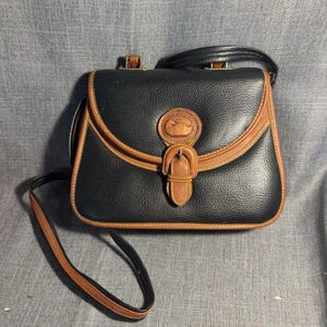 DOONEY & BOURKE Vintage Essex Bag Handbag Black British Tan AWL Leather
