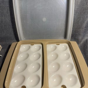 Vintage Tupperware Deviled Egg Server Carrier Tray 723-3 with Lid