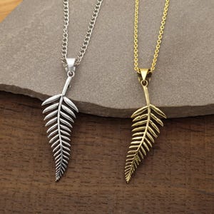 Gold Leaf Pendant Necklace | Brass Fern Charm Necklace | Nature-Inspired Jewelry for Women, Organic Boho Pendant, Unisex Necklace Gift