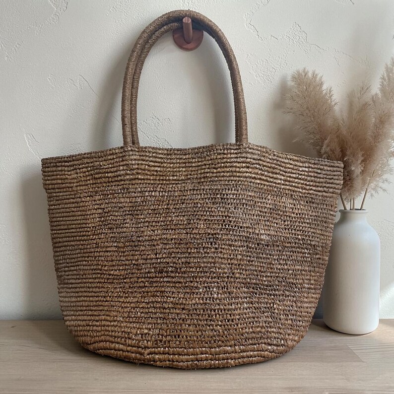 Large Raffia Tote Bag, Women's Raffia Woven Shoulder Bags, Handmade ...