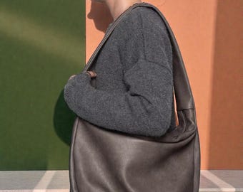 Oversized Leather Tote Bag, Large Capacity Sling Shoulder Bag, Fits 15" Laptop