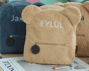 Personalized Plush Bear Backpack: Custom Embroidered Name School
