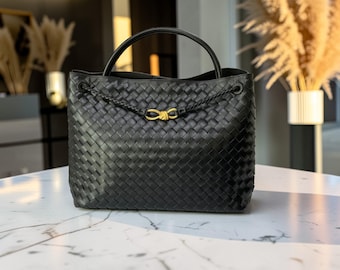 Woven Leather Tote Bag Large Shoulder Handbag Minimalist Everyday Purse Elegant Women Gift woven leather bag custom bag Personalized Gift