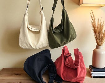 Cotton Twill Messenger Bag: Everyday Crossbody Carry-All - Travel Diaper Bag