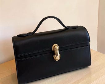 Women's Leather Top Handle Bag |  Small Leather Tote Bag |  Leather Clutch Bag | Wedding Bag | Minimalist bag | gift for wife | gift for her