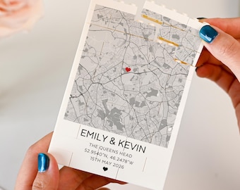 Where It All Began Map Gift, Personalised Couple Location Keepsake, Custom Coordinates Block, Anniversary Map Present, Wedding Location Gift