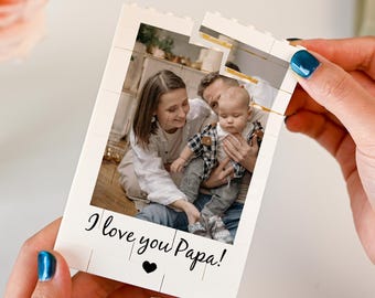 パーソナライズされた写真入り積み木、家族の記念品、父の日のギフト