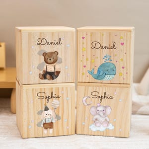 Custom Baby Money Box, Personalized Animal Piggy Bank, Children Wooden Money Box with Name, Birthday Gifts for Baby Kids, Easter Gifts