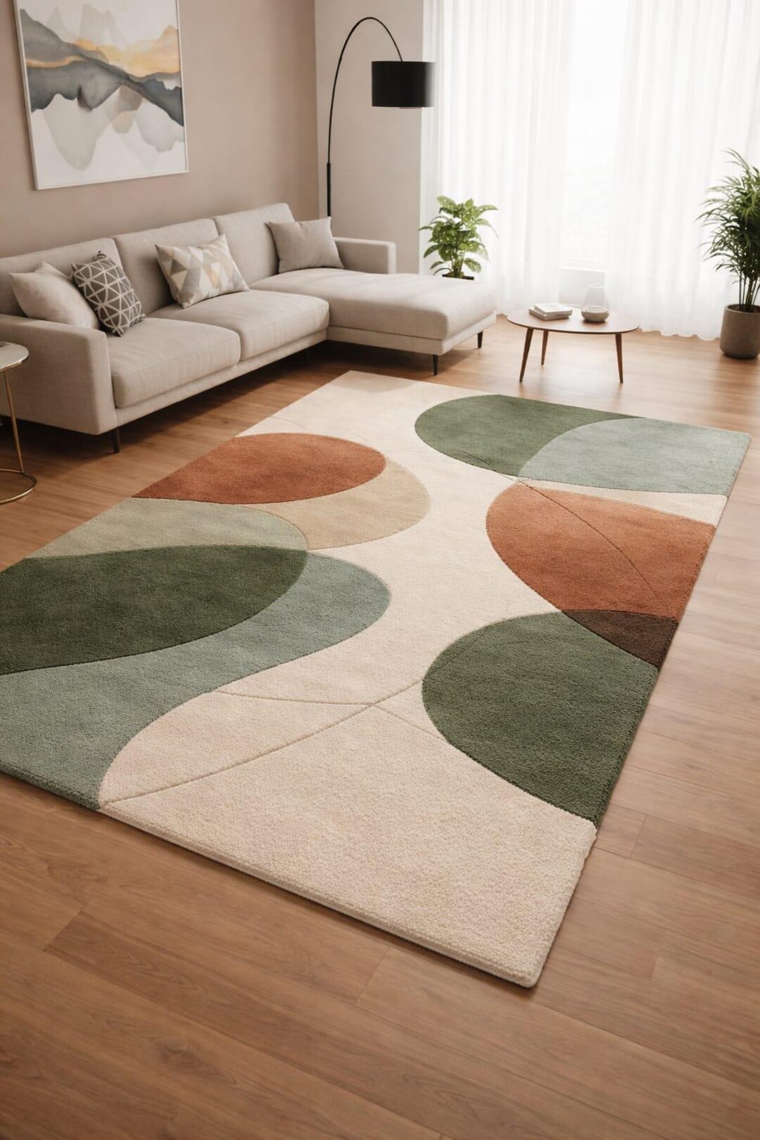 Hand Tufted Wool Rug – Modern Abstract Geometric Carpet, Thick Plush ...