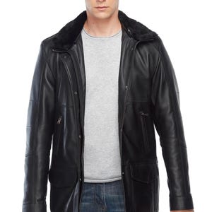 Sam Webb Men’s 100% Real Black Leather Coat | Sophisticated Longline Outerwear