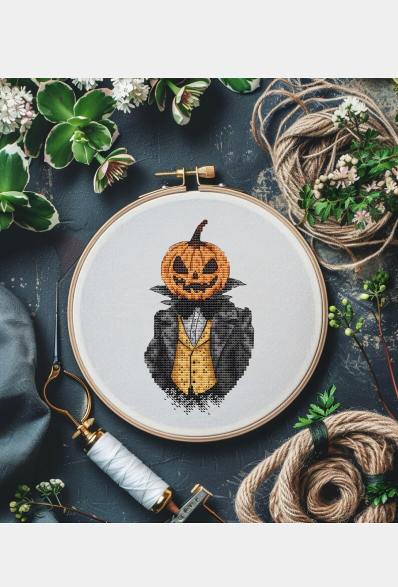 Jack O'lantern Cross Stitch Pattern, Halloween Embroidery (PDF Pattern ...
