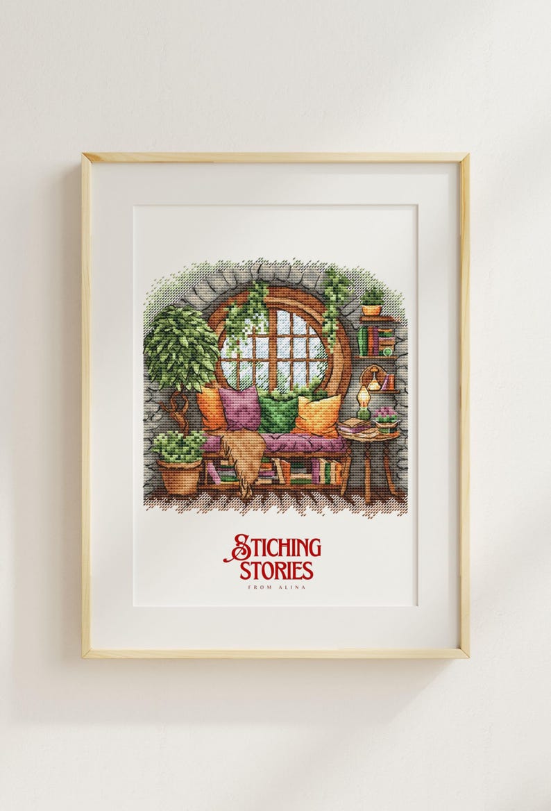 Cozy Reading Nook Cross Stitch Pattern, Cottagecore Window Cat Design ...