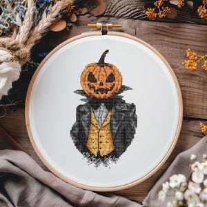 Jack O'lantern Cross Stitch Pattern, Halloween Embroidery (PDF Pattern ...